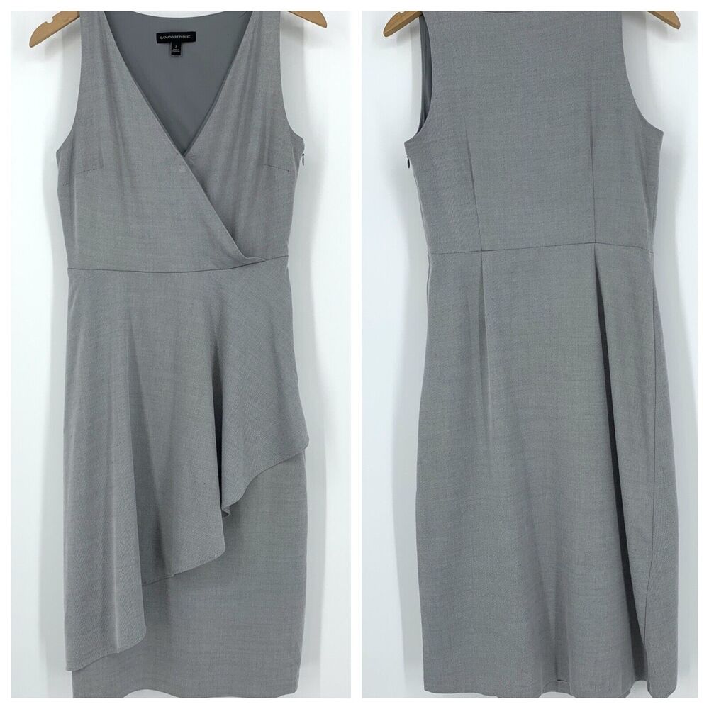 Banana Republic Womens wool blend Wrap-Effect Midi Dress Size 2